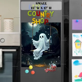 Preview of Halloween Ghost on the Swing magnet in Small size.