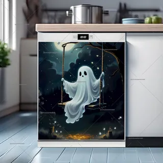 Preview of Halloween Ghost on the Swing magnet.