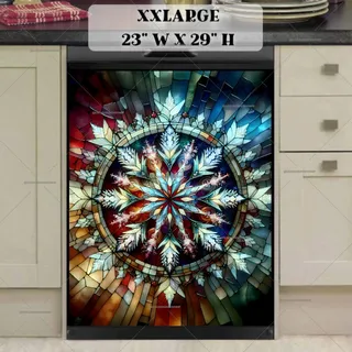 Preview of Stained Glass Christmas Snowflake magnet in XX Large size.