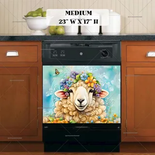 Preview of Whimsical Flower Sheep magnet in Medium size.