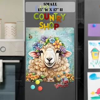 Preview of Whimsical Flower Sheep magnet in Small size.