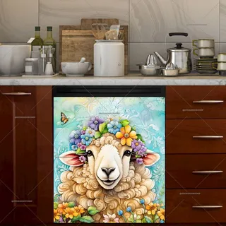 Preview of Whimsical Flower Sheep magnet.