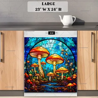 Preview of Stained Glass Mushrooms magnet in Large size.