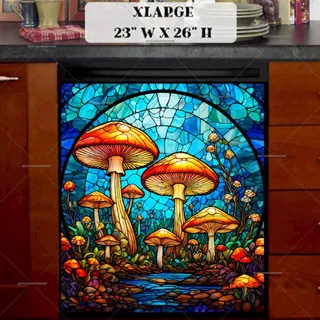 Preview of Stained Glass Mushrooms magnet in Extra Large size.