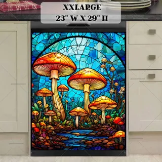 Preview of Stained Glass Mushrooms magnet in XX Large size.