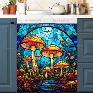 Preview of Stained Glass Mushrooms magnet.