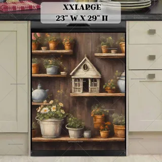 Preview of Rustic Farmhouse Shelves with Flowers magnet in XX Large size.