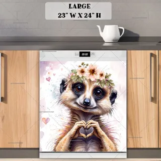 Preview of Cute Meerkat with Flowers magnet in Large size.