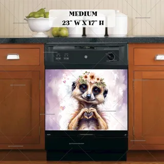 Preview of Cute Meerkat with Flowers magnet in Medium size.