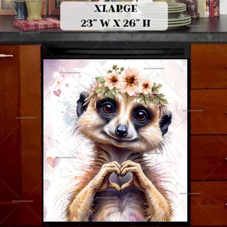 Preview of Cute Meerkat with Flowers magnet in Extra Large size.