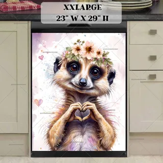 Preview of Cute Meerkat with Flowers magnet in XX Large size.