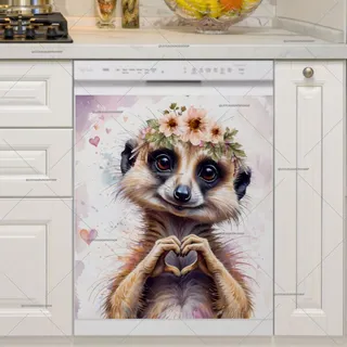 Preview of Cute Meerkat with Flowers magnet.