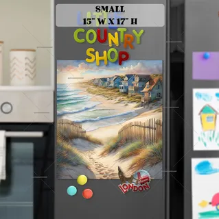 Preview of Summer Beach with Cottages magnet in Small size.