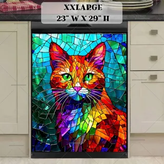 Preview of Colorful Stained Glass Cat magnet in XX Large size.