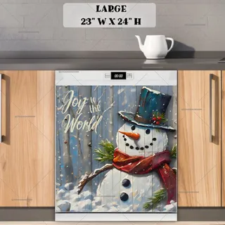 Preview of Rustic Farmhouse Snowman in Top Hat magnet in Large size.