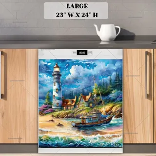 Preview of Lighthouse and Fishing Boat magnet in Large size.