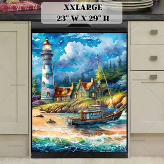 Preview of Lighthouse and Fishing Boat magnet in XX Large size.