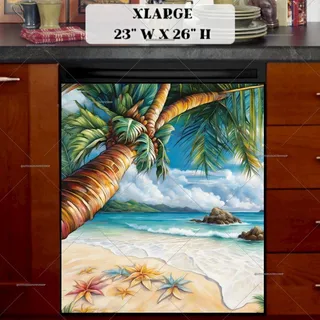 Preview of Tropical Palm Tree at the Beach magnet in Extra Large size.