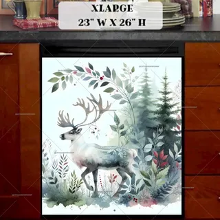 Preview of Boho Reindeer in the Forest magnet in Extra Large size.