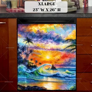 Preview of Windy Tropical Sunset magnet in Extra Large size.