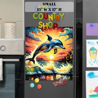 Preview of Jumping Dolphin in the Sunset magnet in Small size.