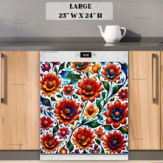 Preview of Beautiful Hungarian Floral Pattern magnet in Large size.