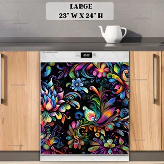 Preview of Colorful Abstract Flowers magnet in Large size.