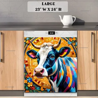 Preview of Beautiful Mosaic Cow magnet in Large size.