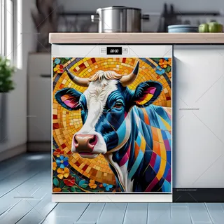 Preview of Beautiful Mosaic Cow magnet.