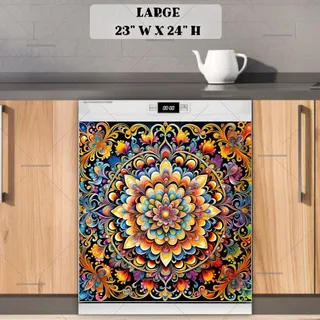 Preview of Colorful Mandala Art magnet in Large size.