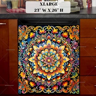 Preview of Colorful Mandala Art magnet in Extra Large size.