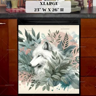 Preview of Boho White Wolf magnet in Extra Large size.