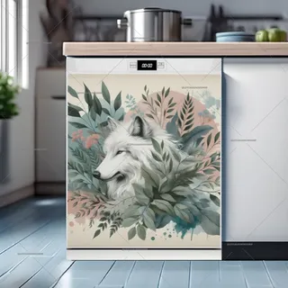 Preview of Boho White Wolf magnet.