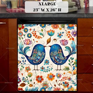 Preview of Blue Folklore Birds magnet in Extra Large size.