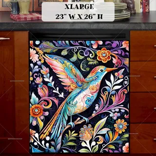 Preview of Pretty Folklore Abstract Hummingbird magnet in Extra Large size.