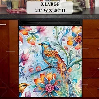 Preview of Folklore Floral Birds magnet in Extra Large size.