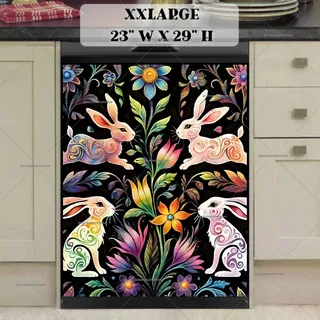 Preview of Scandinavian Folk Rabbits and Flowers magnet in XX Large size.