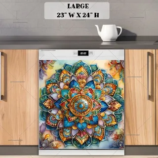 Preview of Pretty Indian Boho Mandala magnet in Large size.