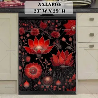 Preview of Red Folklore Boho Flowers magnet in XX Large size.