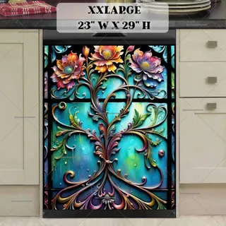 Preview of Stained Glass Vines and Flowers magnet in XX Large size.