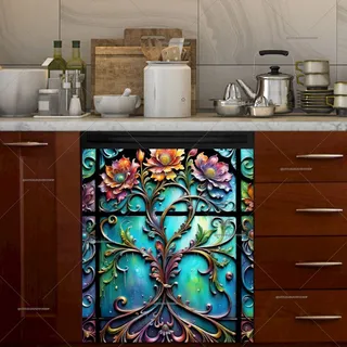 Preview of Stained Glass Vines and Flowers magnet.