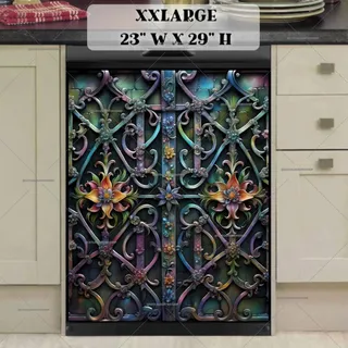 Preview of Forged Iron Gate and Flowers magnet in XX Large size.