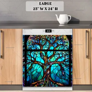 Preview of Stained Glass Beautiful Tree magnet in Large size.