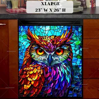 Preview of Colorful Stained Glass Owl magnet in Extra Large size.