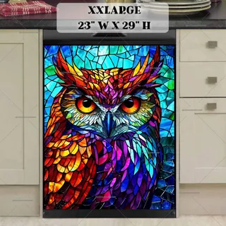 Preview of Colorful Stained Glass Owl magnet in XX Large size.