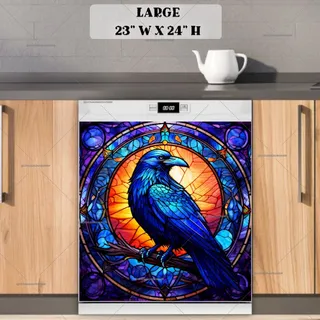 Preview of Stained Glass Crow magnet in Large size.