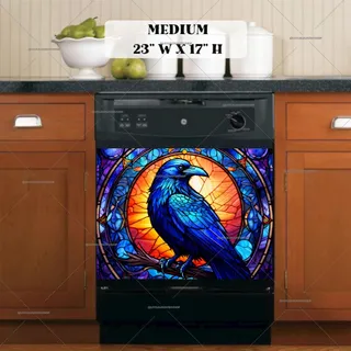 Preview of Stained Glass Crow magnet in Medium size.