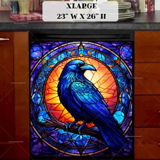 Preview of Stained Glass Crow magnet in Extra Large size.