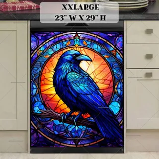 Preview of Stained Glass Crow magnet in XX Large size.