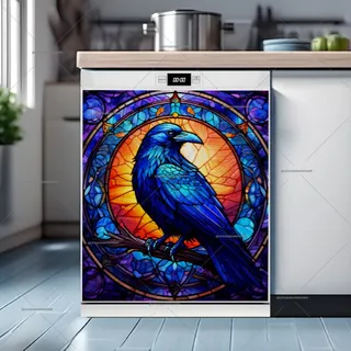 Preview of Stained Glass Crow magnet.